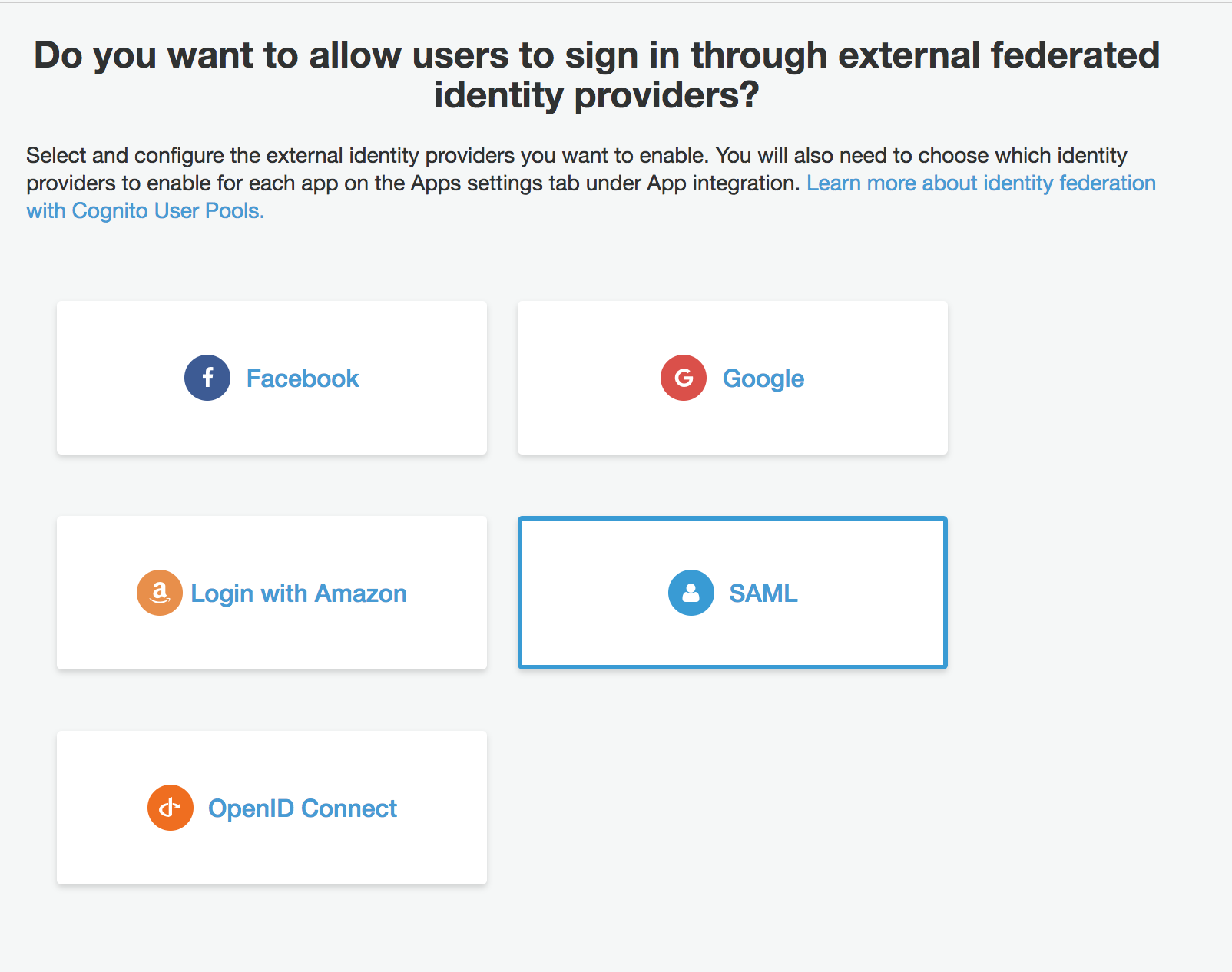 Adding external SAML provider