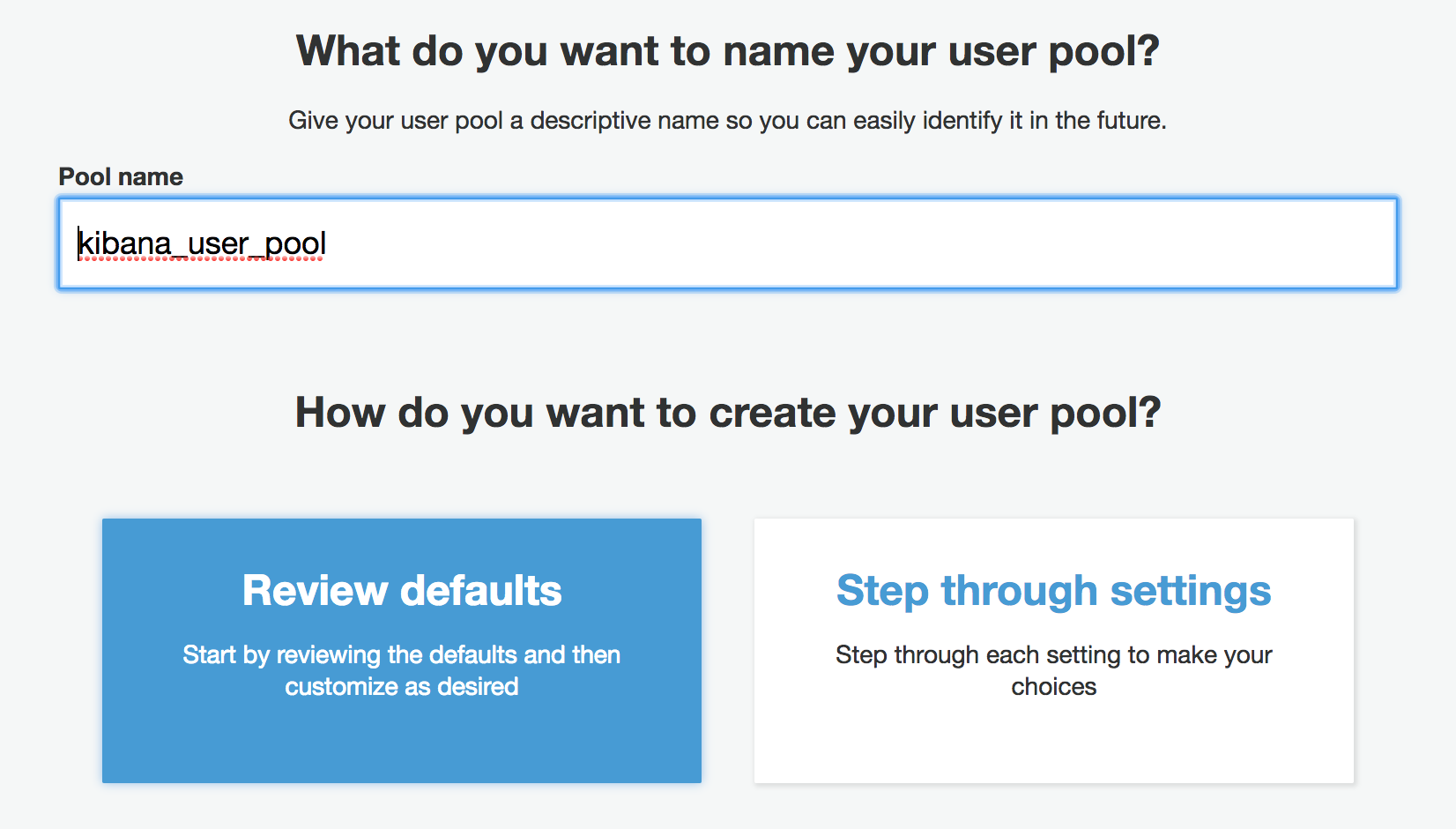 Name your Cognito User Pool