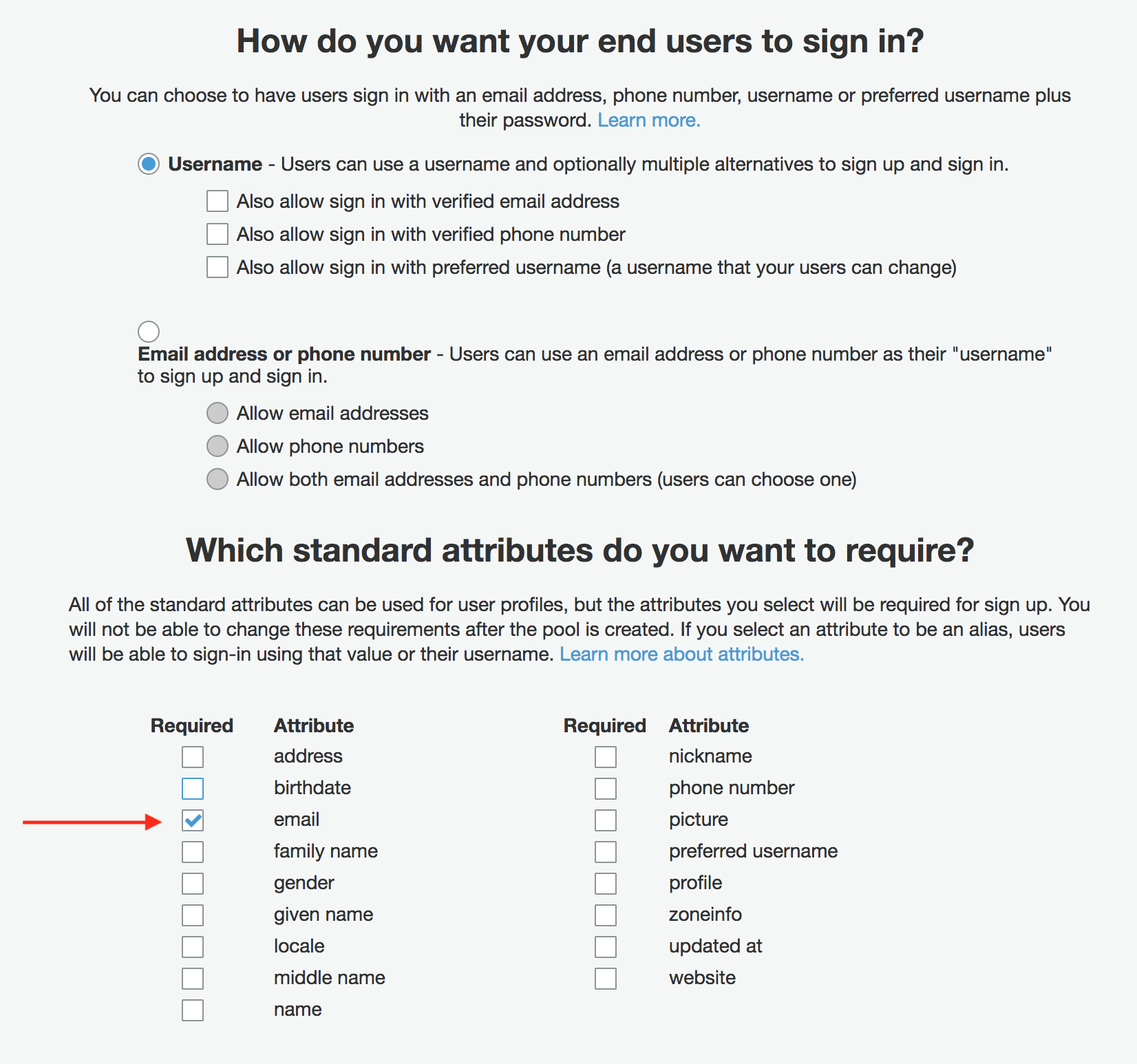 Setting required attributes