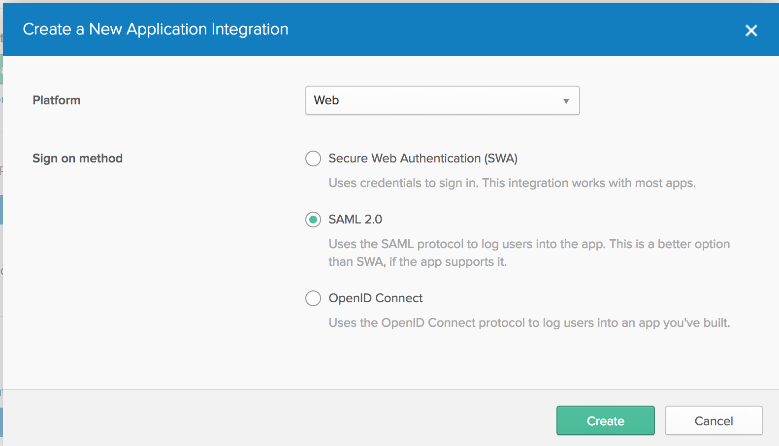 Okta SAML 2.0 app