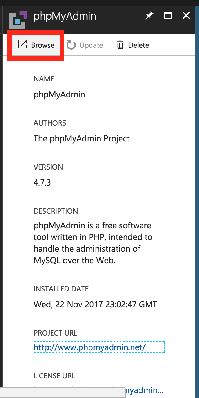 phpMyAdmin access
