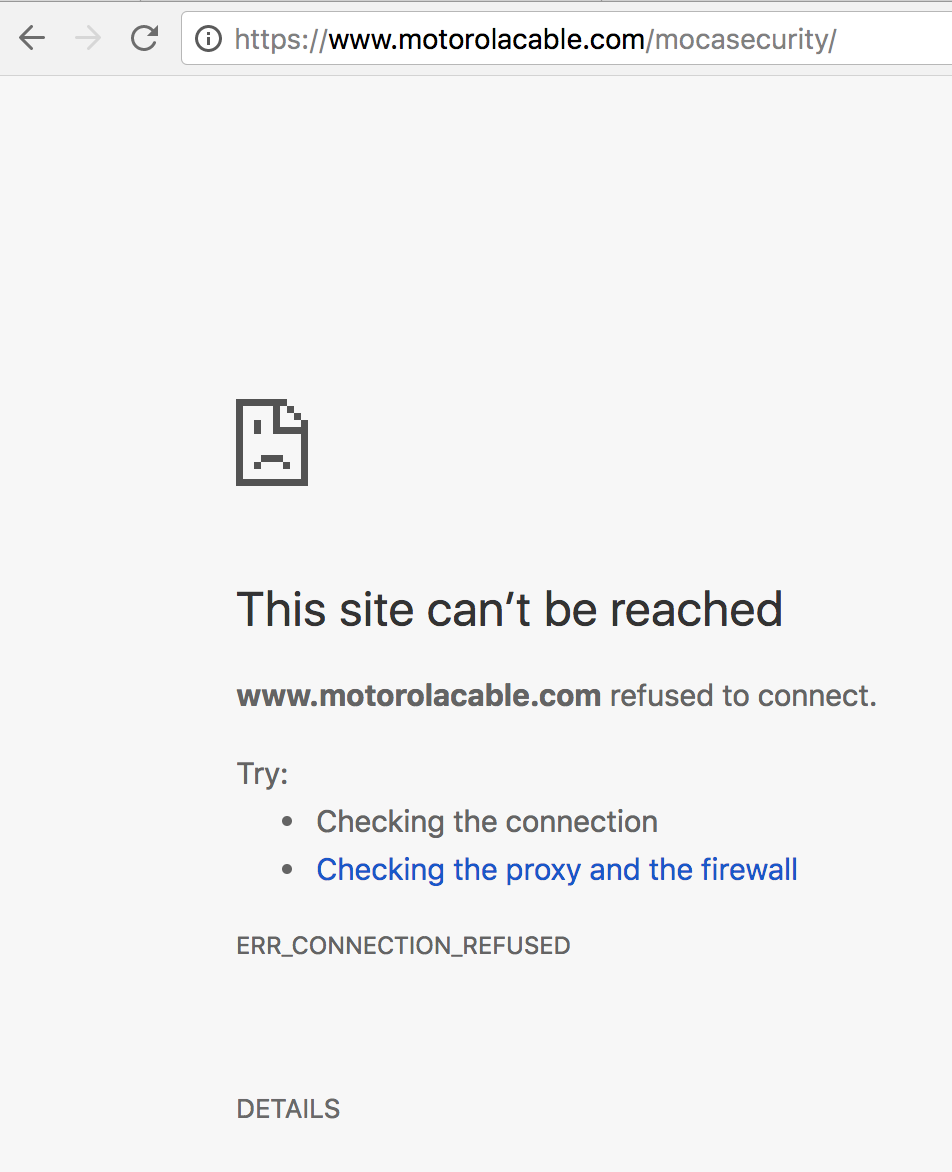 HTTPS error on motorola cable security page